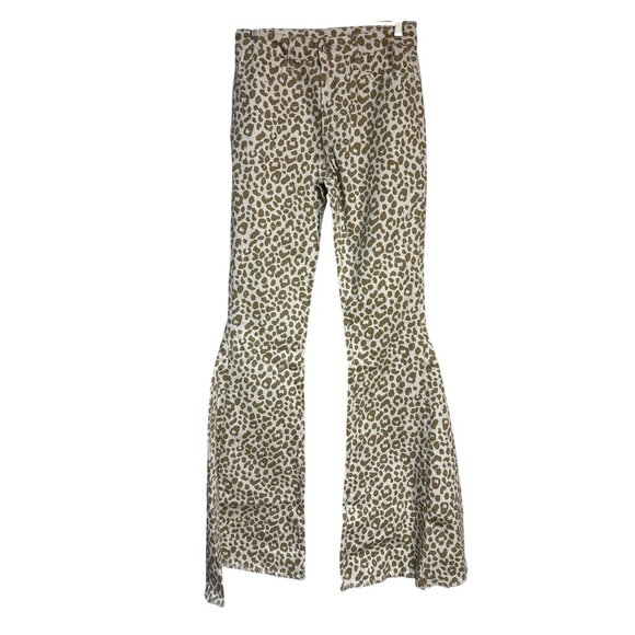 Leopard Print Flared Pants By Wisteria Lane - Womens M - Cotton Blend New - Picture 1 of 8